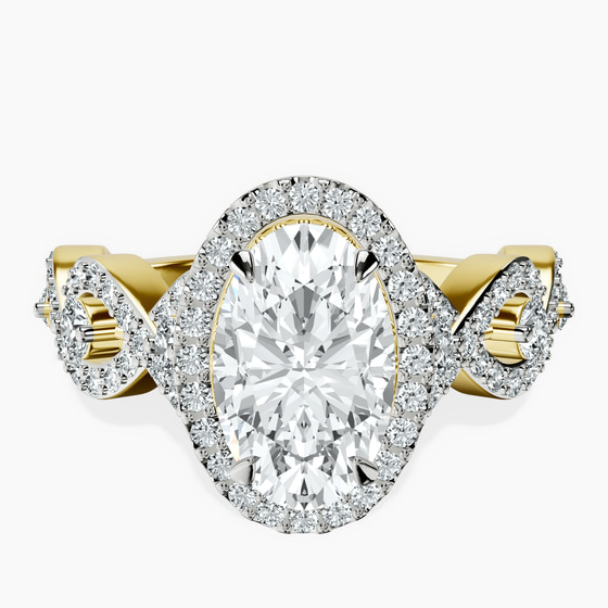 Prestigia Criss Cross Halo Lab Diamond Ring front view