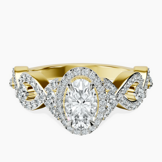 Prestigia Criss Cross Halo Lab Diamond Ring front view