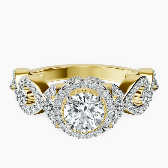 Prestigia Criss Cross Halo Lab Diamond Ring front view