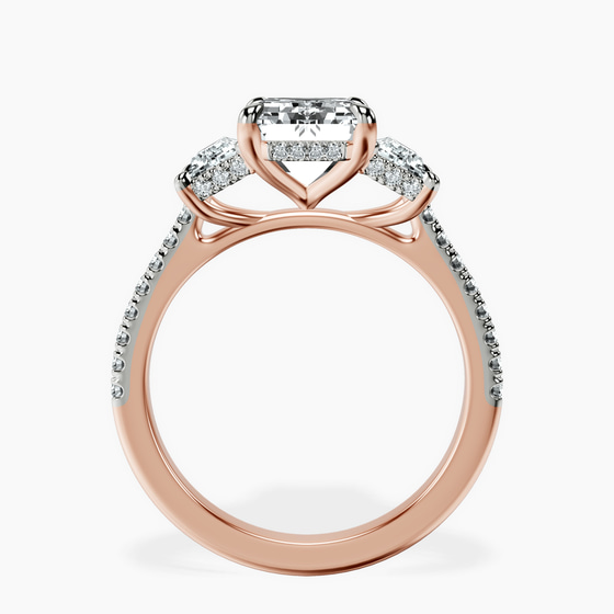 Lavinia Three Stone Trapezoid Lab Diamond Ring left view