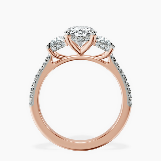 Lavinia Three Stone Trapezoid Lab Diamond Ring top view