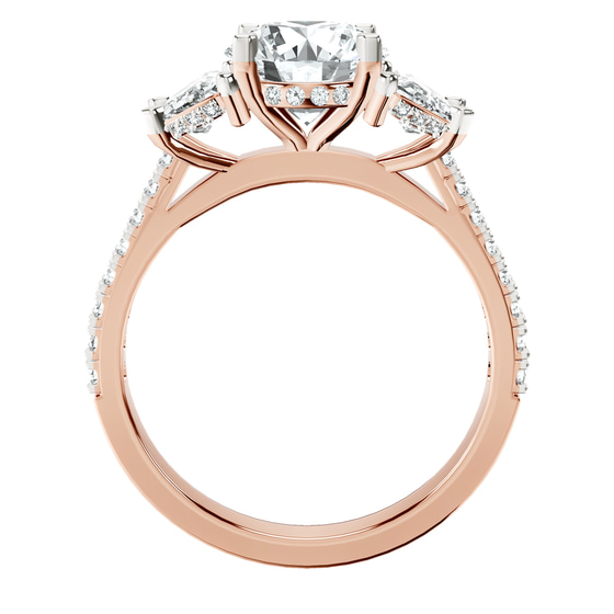 Lavinia Three Stone Trapezoid Lab Diamond Ring top view