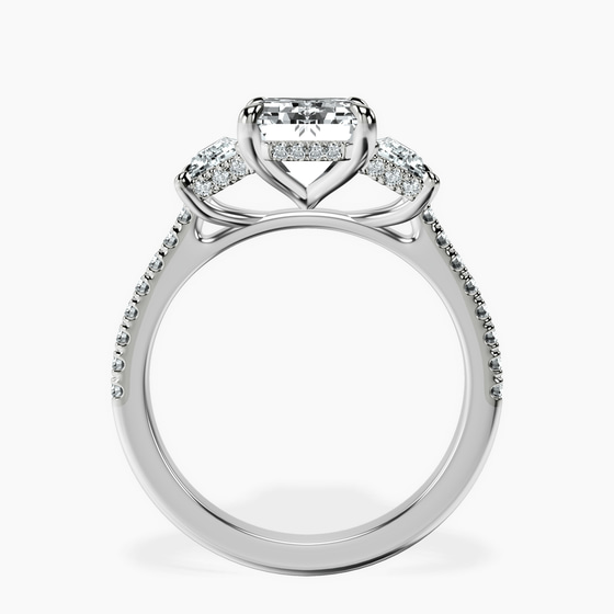 Lavinia Three Stone Trapezoid Lab Diamond Ring left view