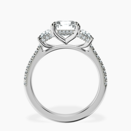 Lavinia Three Stone Trapezoid Lab Diamond Ring left view