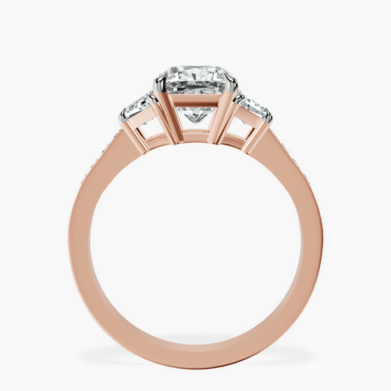 Daria Trapezoid Three Stone Lab Diamond Ring left view