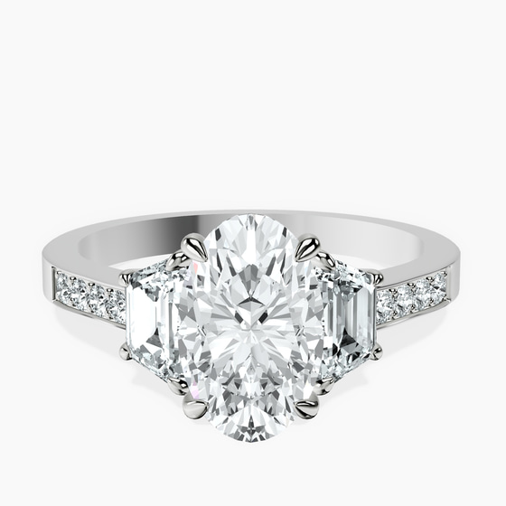 Daria Trapezoid Three Stone Lab Diamond Ring front view