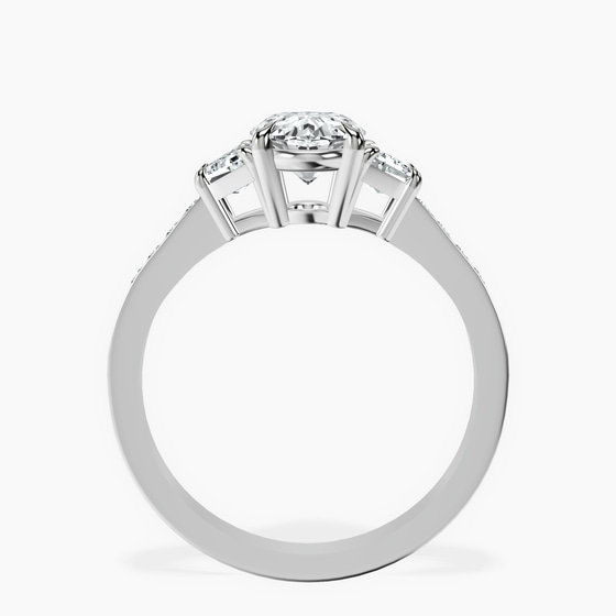 Daria Trapezoid Three Stone Lab Diamond Ring left view