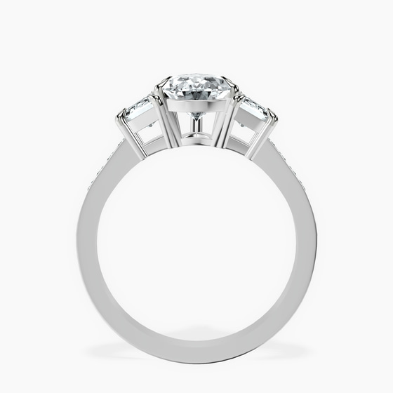 Daria Trapezoid Three Stone Lab Diamond Ring left view