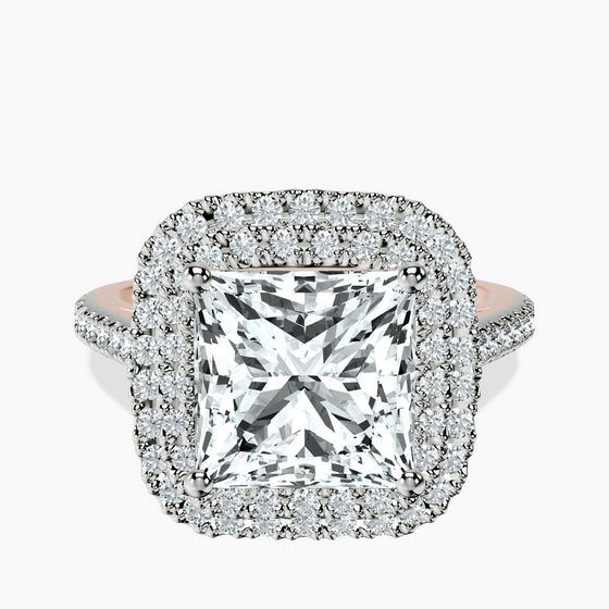 Arya Double Halo Lab Diamond Ring front view