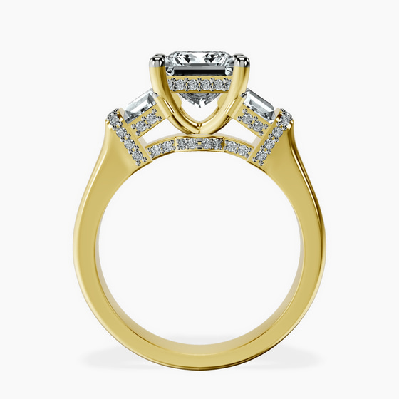 Astrid Three Stone Trapezoid Lab Diamond Ring left view