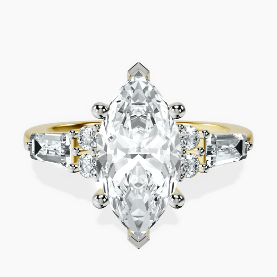 Helia Tapered Baguette Lab Diamond Ring front view