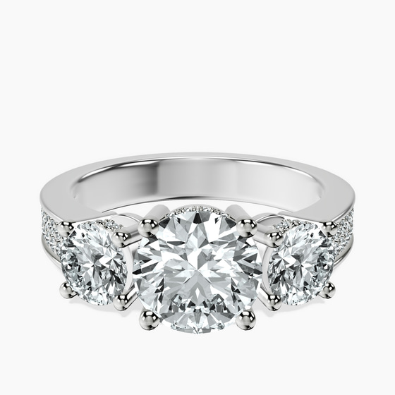 Desdemona Round Three Stone Lab Diamond Ring front view