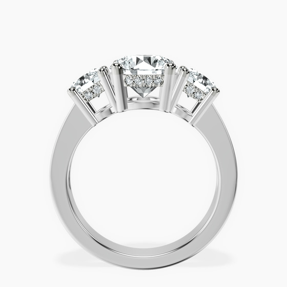Desdemona Round Three Stone Lab Diamond Ring left view