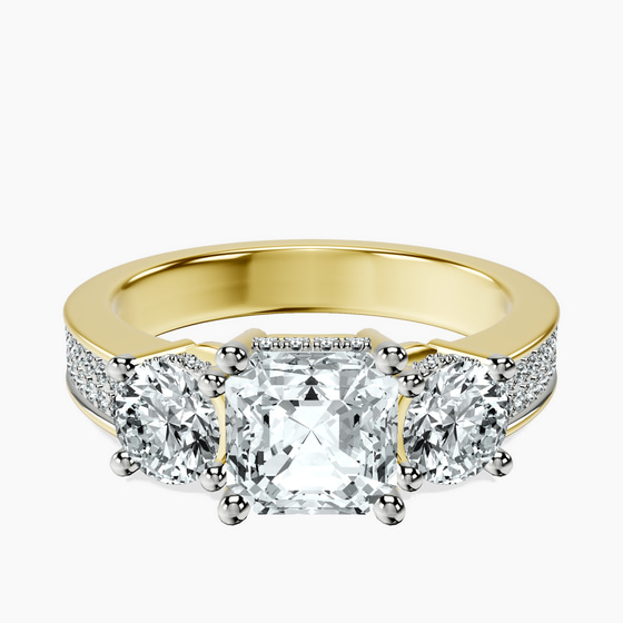 Desdemona Round Three Stone Lab Diamond Ring front view