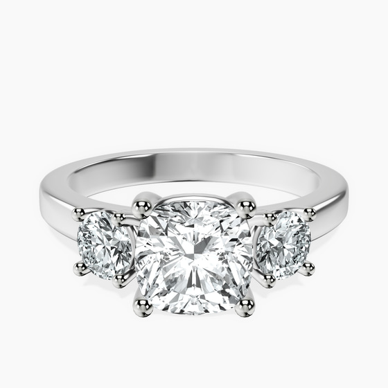 Evelina Round Three Stone Lab Diamond Ring front view