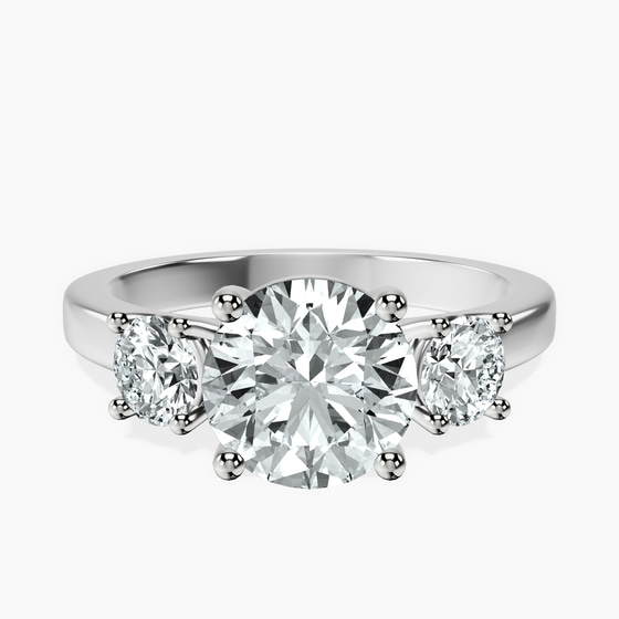 Evelina Round Three Stone Lab Diamond Ring front view