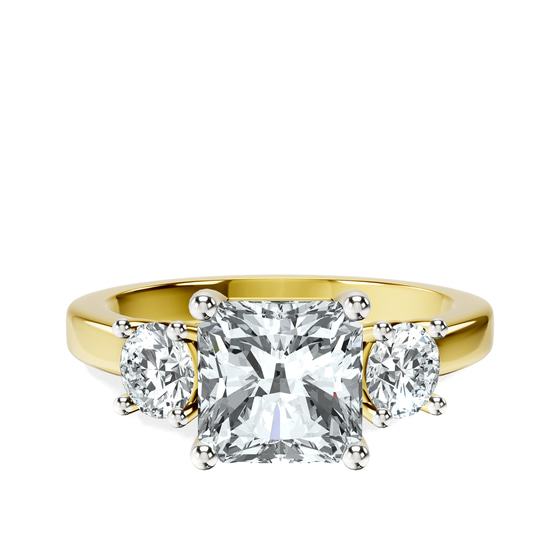 Evelina Round Three Stone Lab Diamond Ring front view