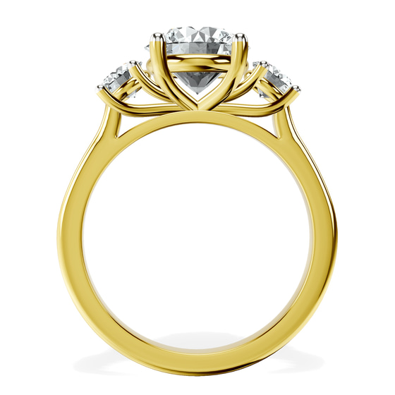 Evelina Round Three Stone Lab Diamond Ring top view