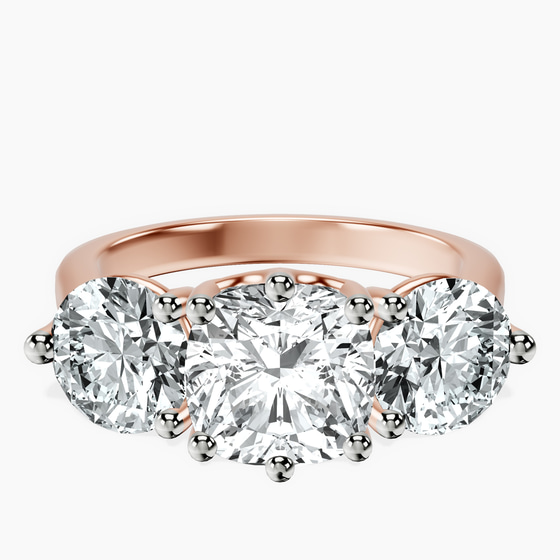 Estella Round Three Stone Lab Diamond Ring front view