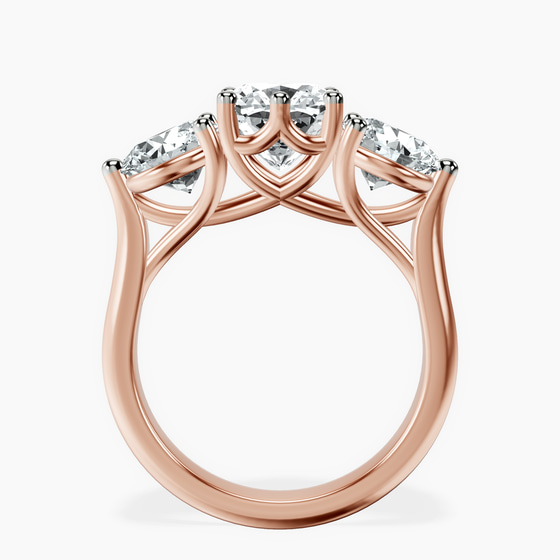 Estella Round Three Stone Lab Diamond Ring left view