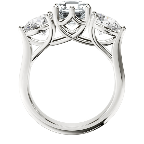 Estella Round Three Stone Lab Diamond Ring top view