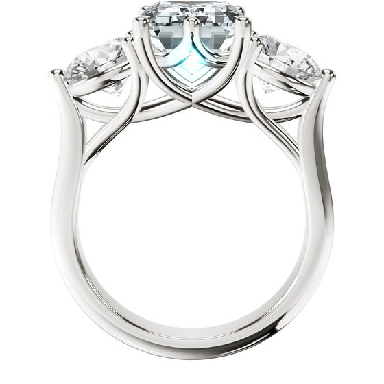Estella Round Three Stone Lab Diamond Ring top view