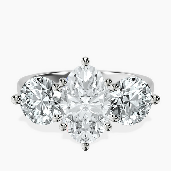 Estella Round Three Stone Lab Diamond Ring front view