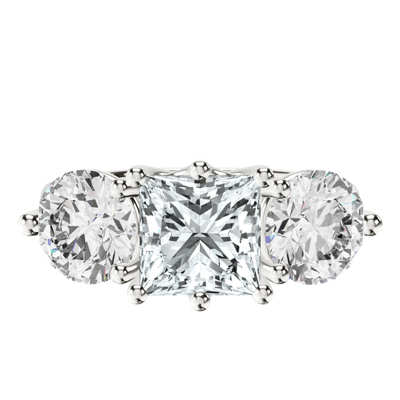 Estella Round Three Stone Lab Diamond Ring front view