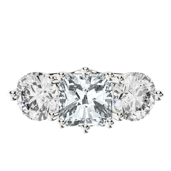 Estella Round Three Stone Lab Diamond Ring front view