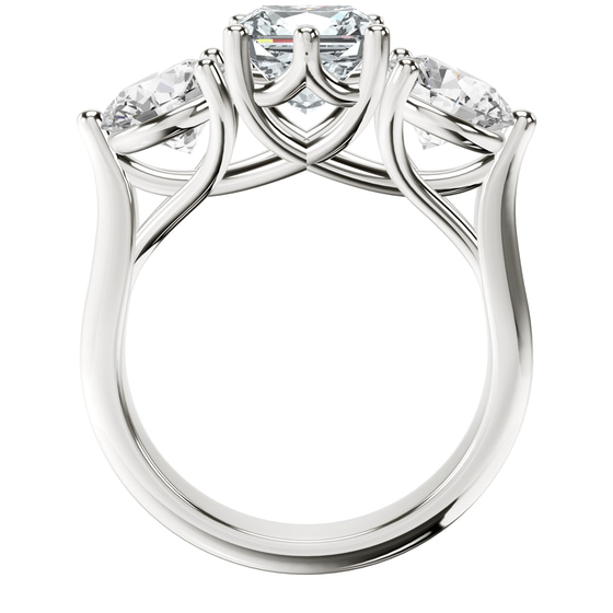 Estella Round Three Stone Lab Diamond Ring top view