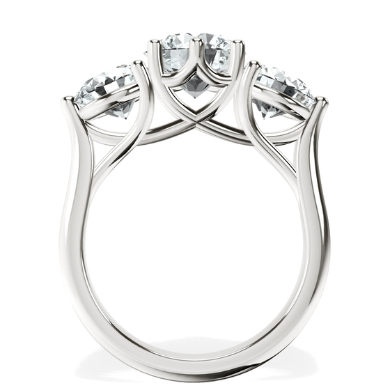 Estella Round Three Stone Lab Diamond Ring top view