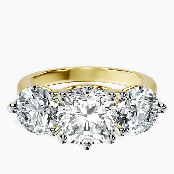 Estella Round Three Stone Lab Diamond Ring front view