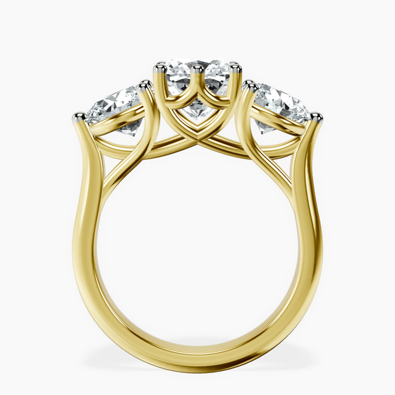 Estella Round Three Stone Lab Diamond Ring left view