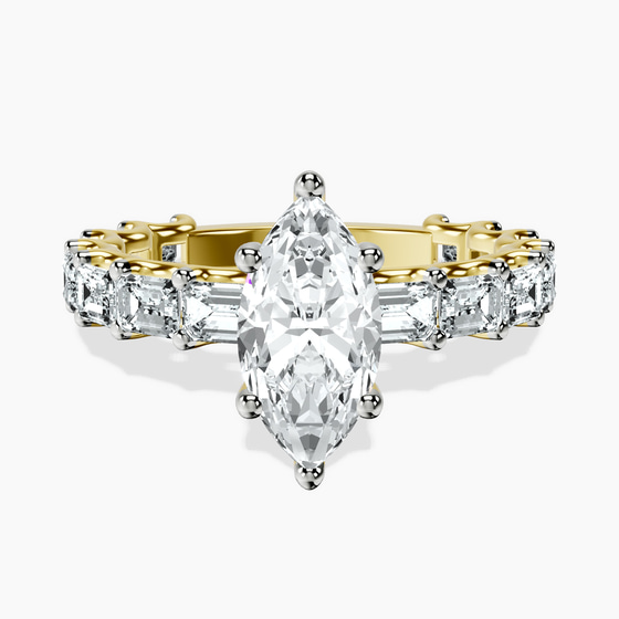 Giselle Side Emerald Lab Diamond Ring front view