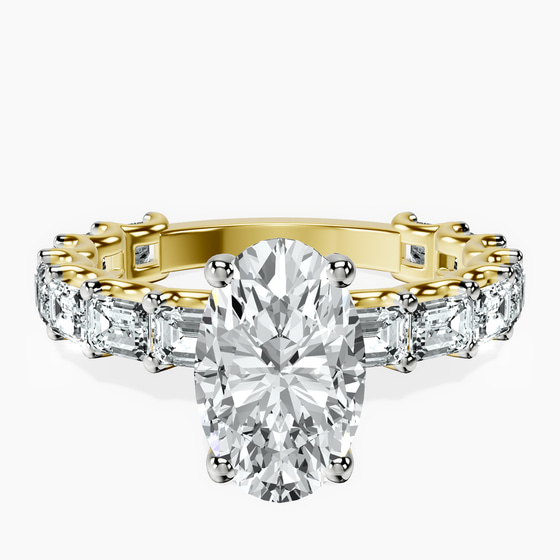Giselle Side Emerald Lab Diamond Ring front view