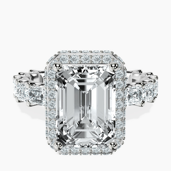 Amaryllis Side Emerald Lab Diamond Ring front view