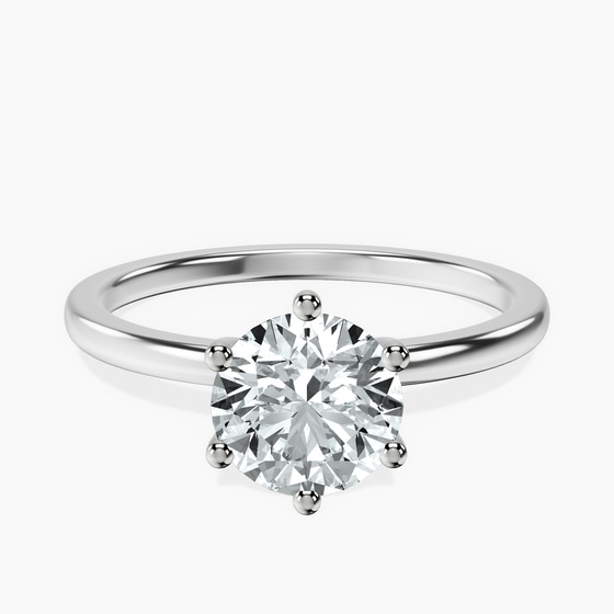 Six Prong Solitaire 1.5mm Lab Diamond Ring front view