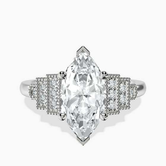 Joy Tapering Side Stone Lab Diamond Ring front view