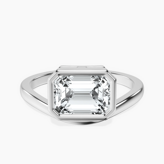 Bezel Crest Solitaire Lab Diamond Ring front view