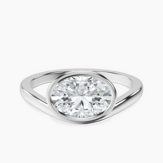Bezel Crest Solitaire Lab Diamond Ring front view