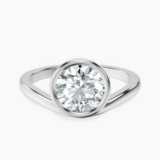 Bezel Crest Solitaire Lab Diamond Ring front view