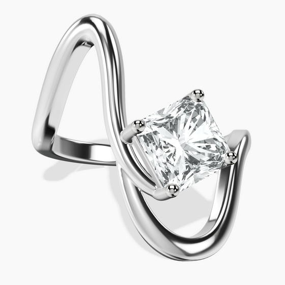 Crest Sculpt Four Prong Solitaire Lab Diamond Ring front view