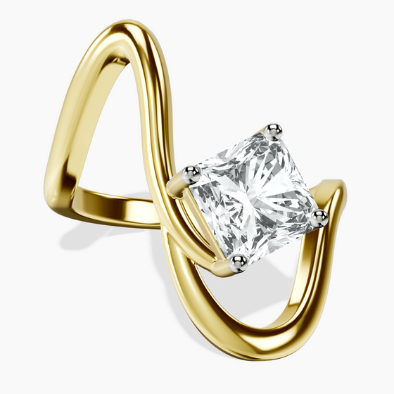 Crest Sculpt Four Prong Solitaire Lab Diamond Ring front view