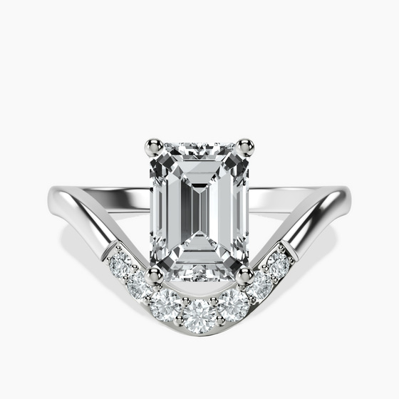 Curved Crest Lab Diamond Ring front view