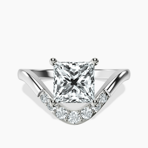Curved Crest Lab Diamond Ring front view