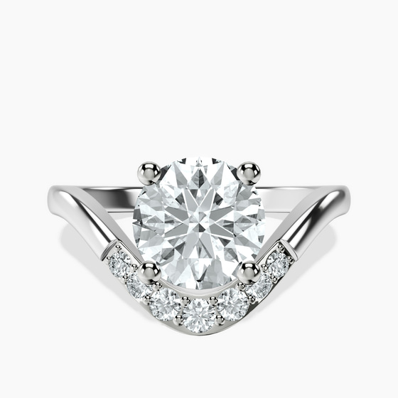 Curved Crest Lab Diamond Ring front view