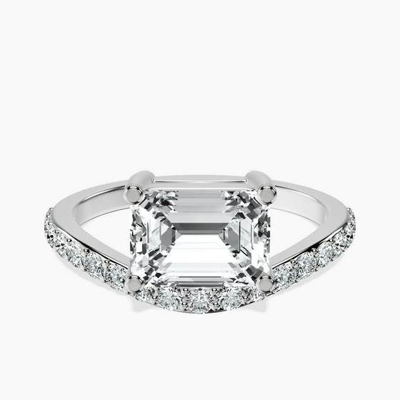 Half Pave Crest Lab Diamond Ring front view