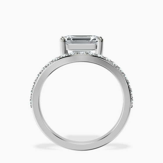 Half Pave Crest Lab Diamond Ring left view
