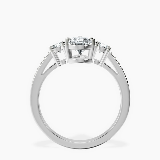 Trilogy Three Stone Lab Diamond Ring left view