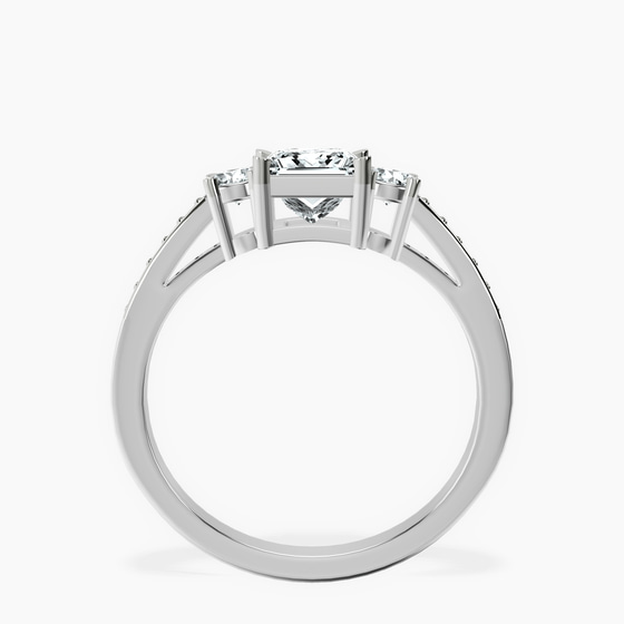 Trilogy Three Stone Lab Diamond Ring left view